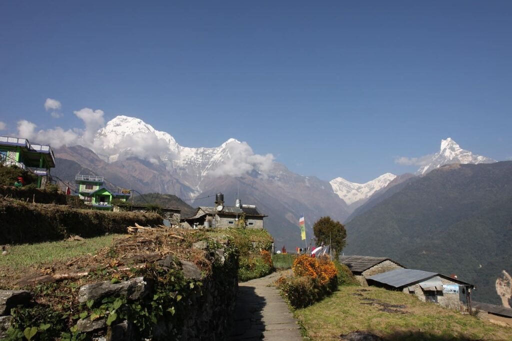 Beautiful village on the way to Annapurna base camp trek.