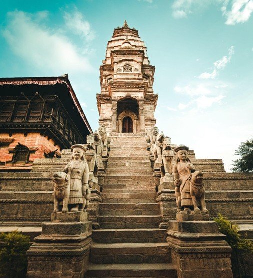 Historic Bhaktapur Durbar Square with traditional Newari architecture and ancient temples in Nepal